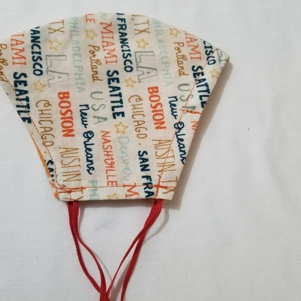 Hand Crafted U.S.A. Cities Reversible Face Mask with Nose Wire
